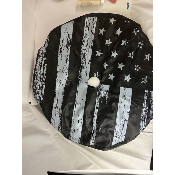 15 " Black White Vintage American Flag Spare Tire Cover Waterproof Dust-Proof - Picture 1 of 5